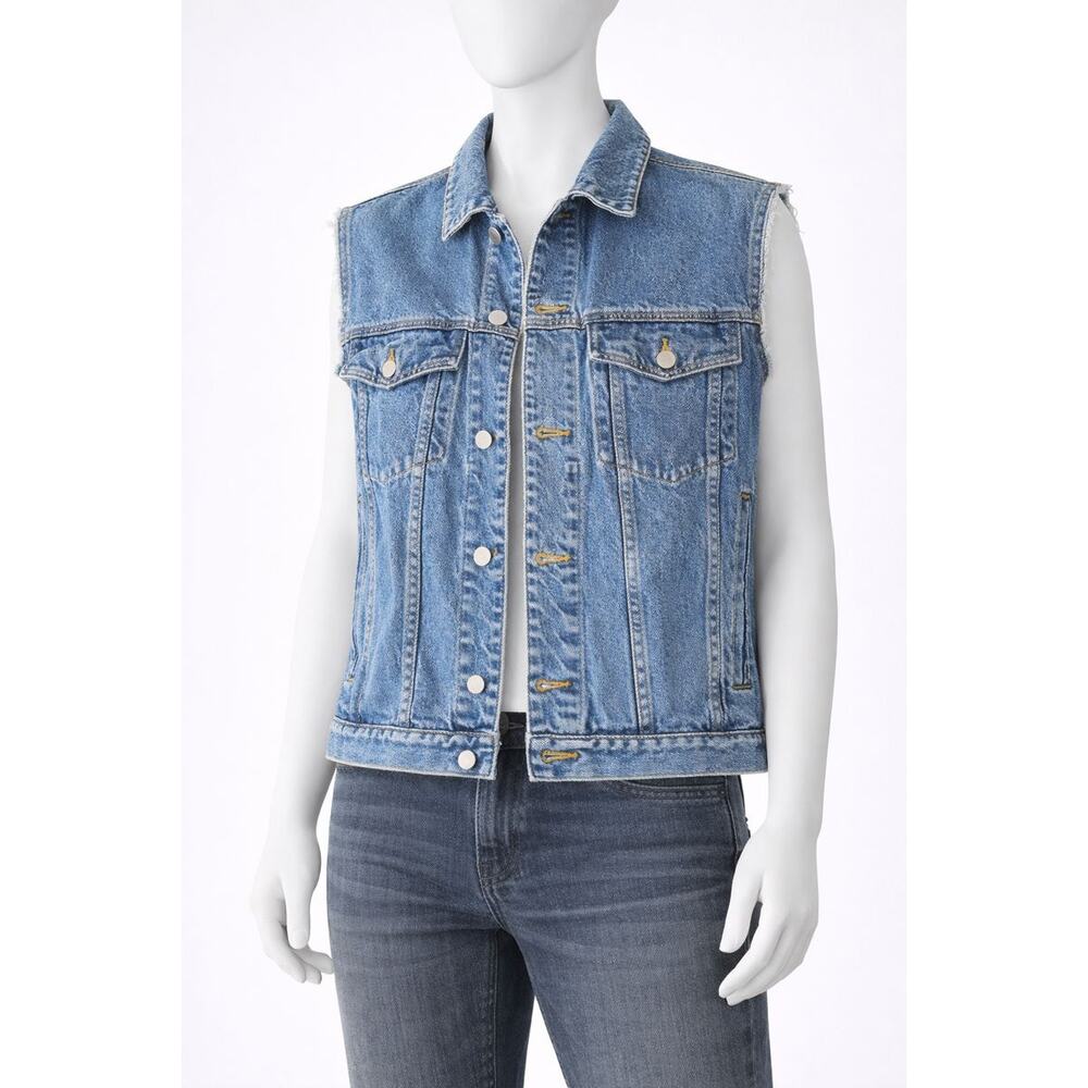 Eddie Bauer Denim Vest Mens S Blue Jean Trucker Sleeveless Western Casual y2k